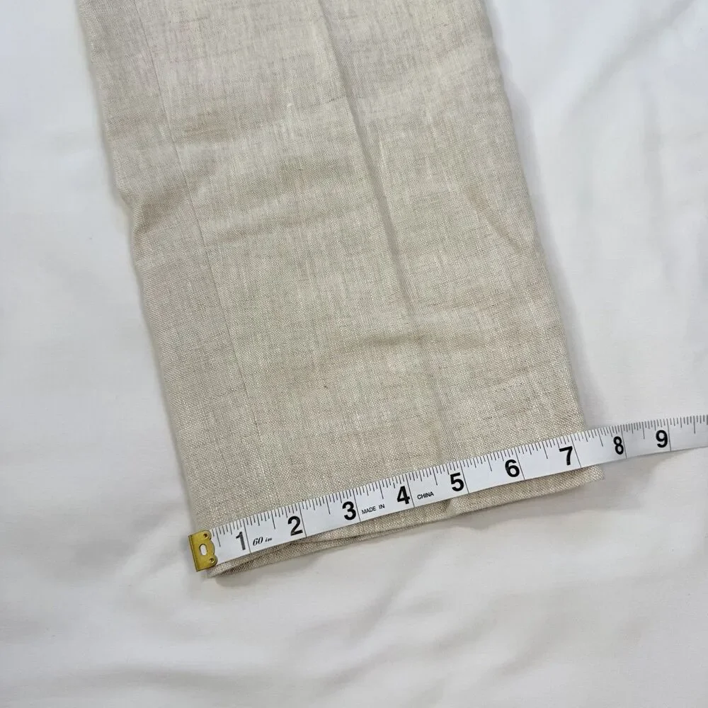 Banana Republic High Rise Slim Ankle Linen Trousers Size 10 Beige Minimalist NWT